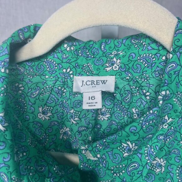 J. Crew Factory Green Floral Button Front Mini Dress - Size 16 - Picture 3 of 8